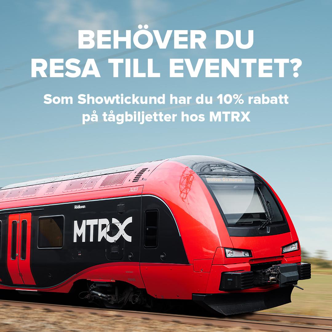 Showtic + MTRX = Sant ♥️
 
När vi på Showtic ingår ett samarbete gör vi det alltid med samma vision – vi vill skapa mervärde för våra kunder. Samarbetet med MTRX är inget undantag. Nu får våra kunder 10% rabatt på sin nästa resa med MTRX när de bokar biljetter till någon av våra föreställningar.
 
MTRX är precis som vi måna om sina kunder och har sedan starten haft Sveriges nöjdaste tågresenärer (enl. Svenskt Kvalitetsindex). De är dessutom punktligast på sträckan Stockholm-Göteborg.
 
Gör det enkla, hållbara, prisvärda och helt enkelt bästa valet att resa med MTRX när du ska se någon av våra shower! 🛤️

Mer information hittar du på vår hemsida 🏡 www.showtic.se

#showtic #2entertain #resamedtåg #hållbararesor #mtrx